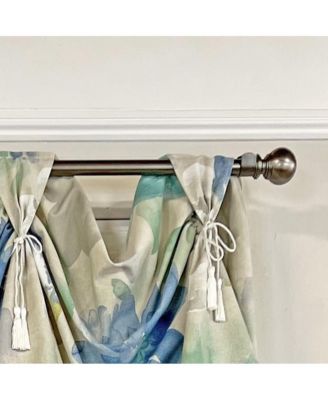 Linen Floral 3-Scoop Victory Swag Natural 4 Tabs 64"W x 26"L For windows up to 60"W