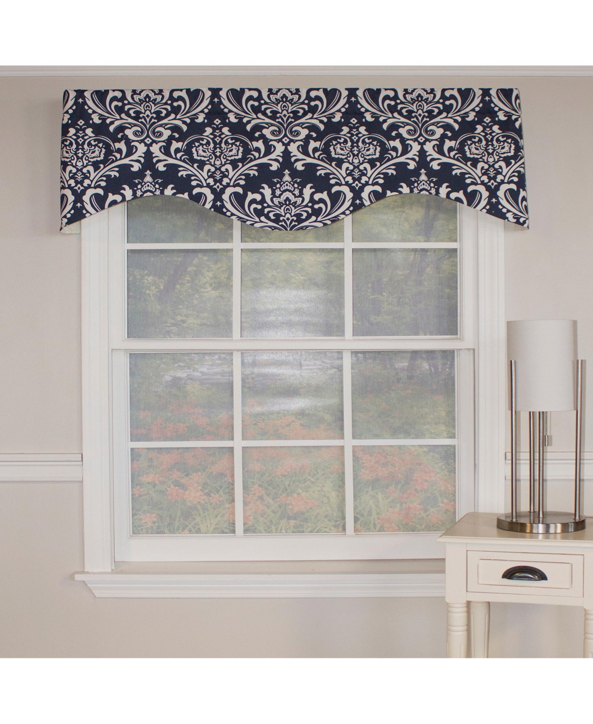 Ozbourne Cornice Syel 3" Rod Pocket Valance 50" x 17" Navy by Rlf Home