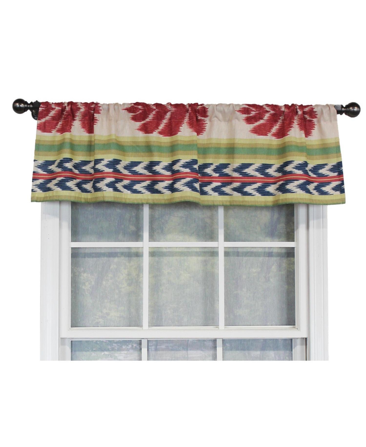 Rlf Home Aztec Tailored 100% Cotton with Fully Lined 3" Rod Pocket Valnance for Windows 50" x 14" Multi