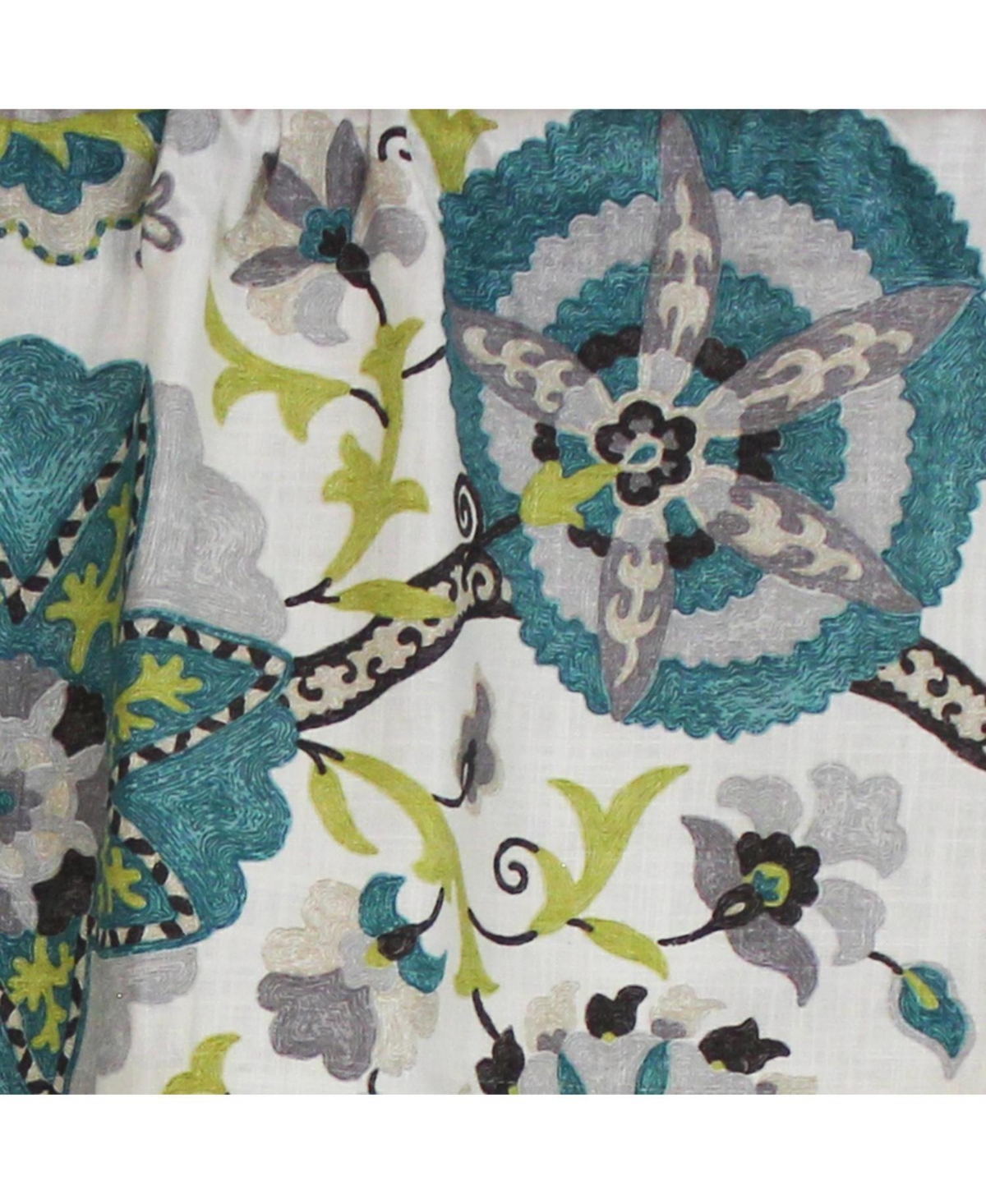 Rlf Home Floribunda Tailored 100% Cotton with Fully Lined 3" Rod Pocket Valnance for Windows 50" x 14" Turquoise