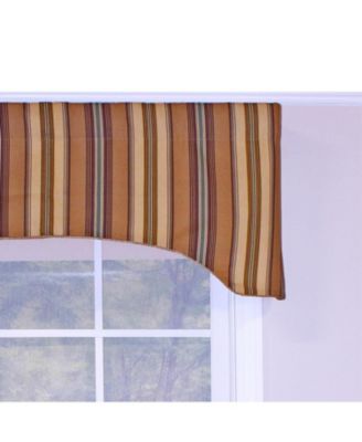 Daria Stripe Corded Arch 100% Cotton with Fully Lined 3" Rod Pocket Valnance for Windows 50" x 17" Saddle