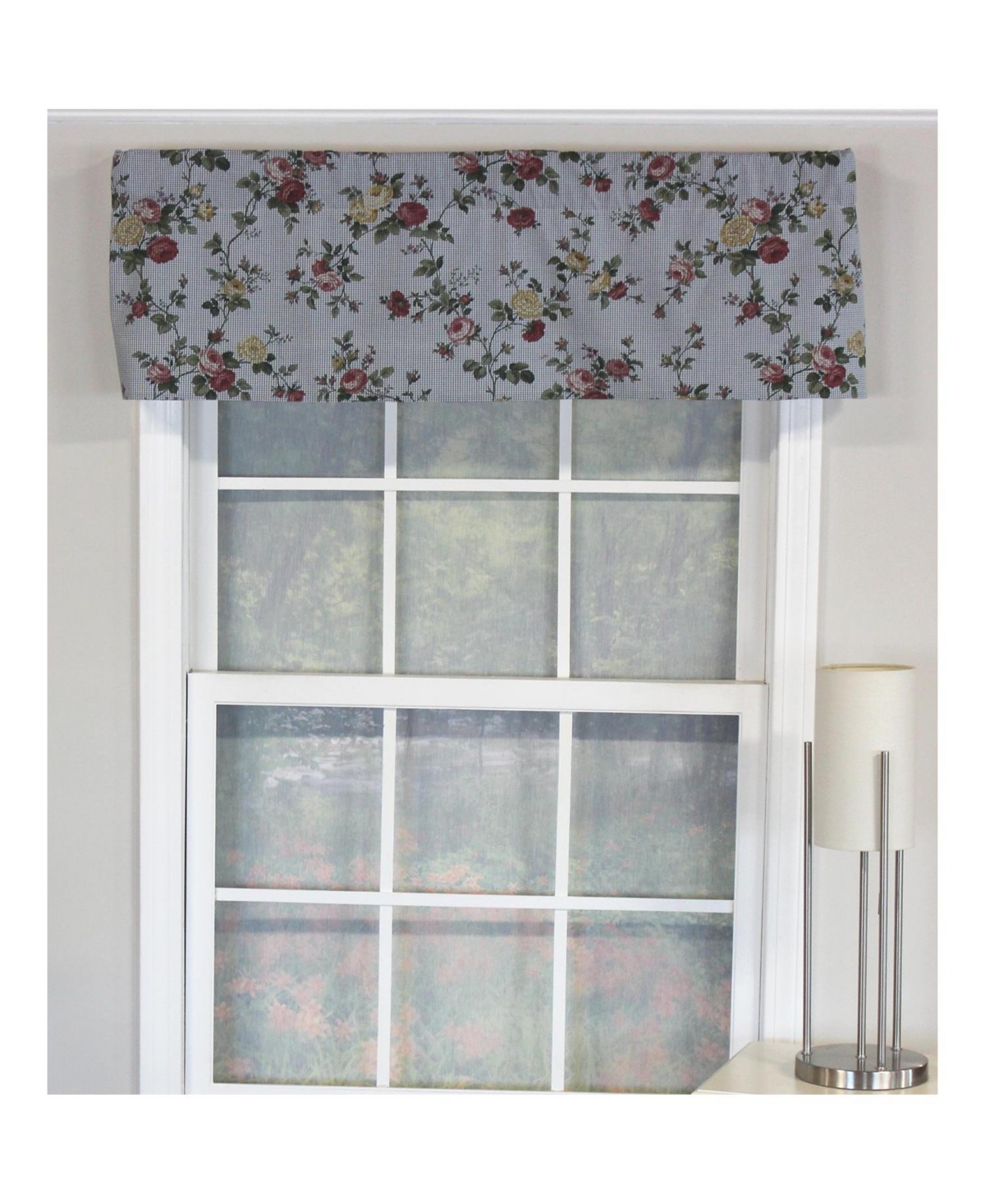 Rlf Home Flower Grid Tailored 100% Cotton with Fully Lined 3" Rod Pocket Valnance for Windows 50" x 14" Chetwode