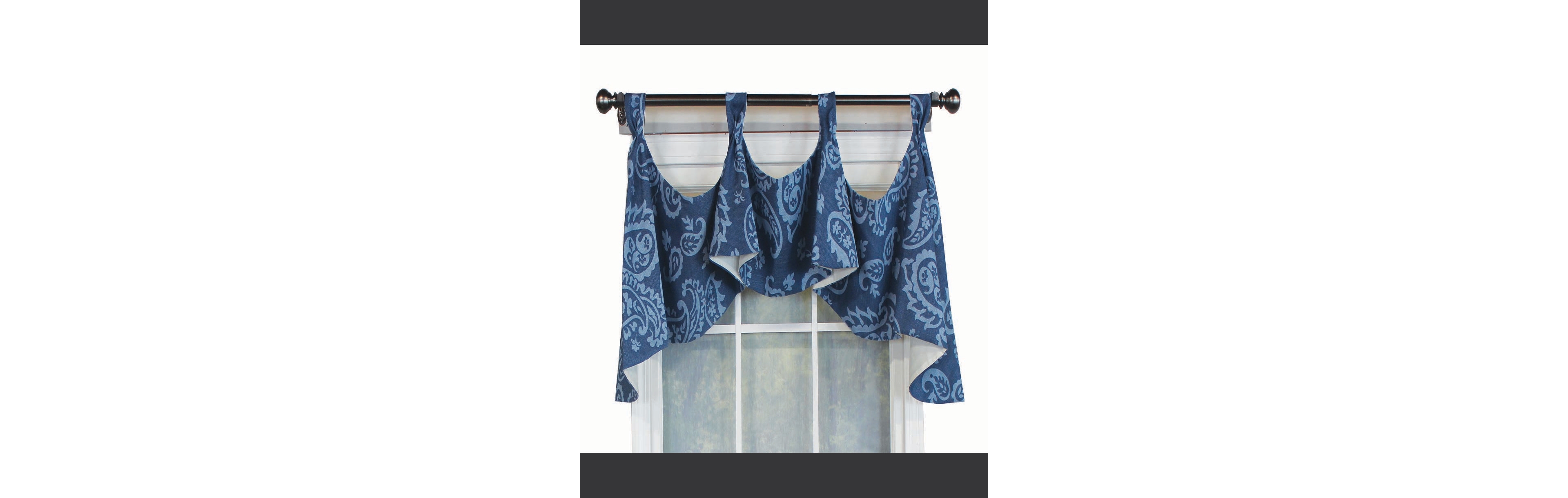 Rlf Home Paisley Tab Window Treatment Premium Quality Valance 4" Top Tabs