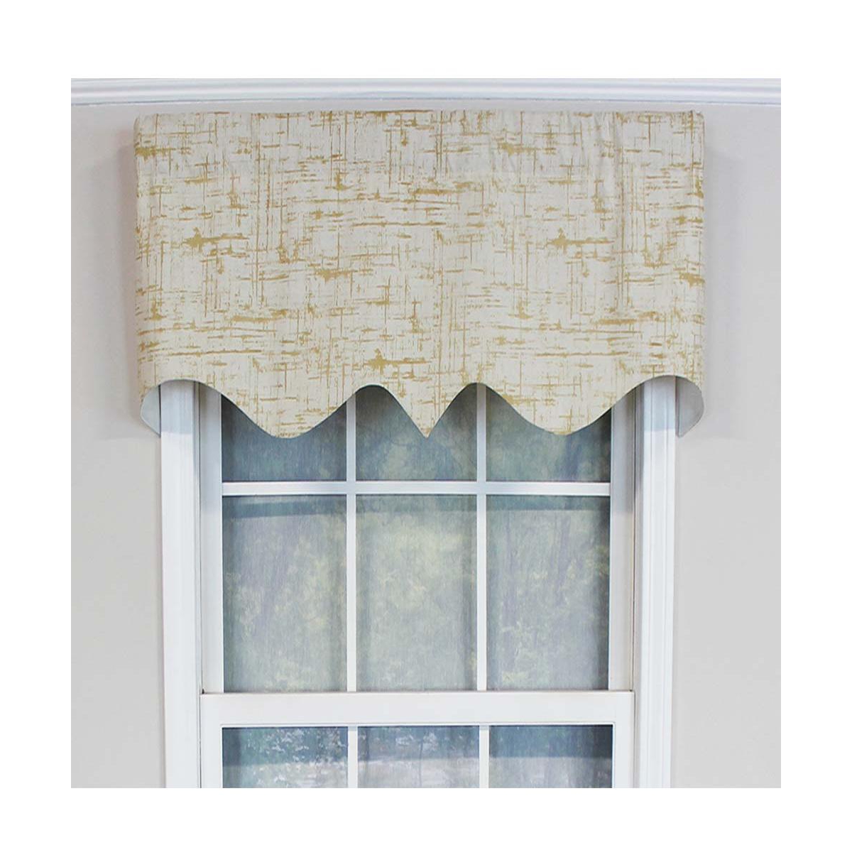 Rlf Home Zino Gold Thin Lines Regal Window Treatment High Quality Valance 3" Rod Pocket 50" x 17" Gold/Ivory