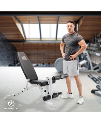 Marcy Powder Coated Steel Home Gym Multipurpose Adjustable Weight Bench, White