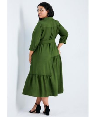 Women's Plus Size Flora Belted Shirtdress