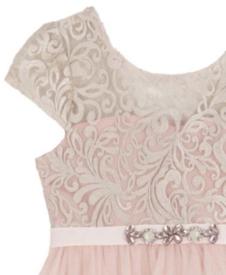 Girls' 2T-6X Cap-Sleeve Round Neck Dress