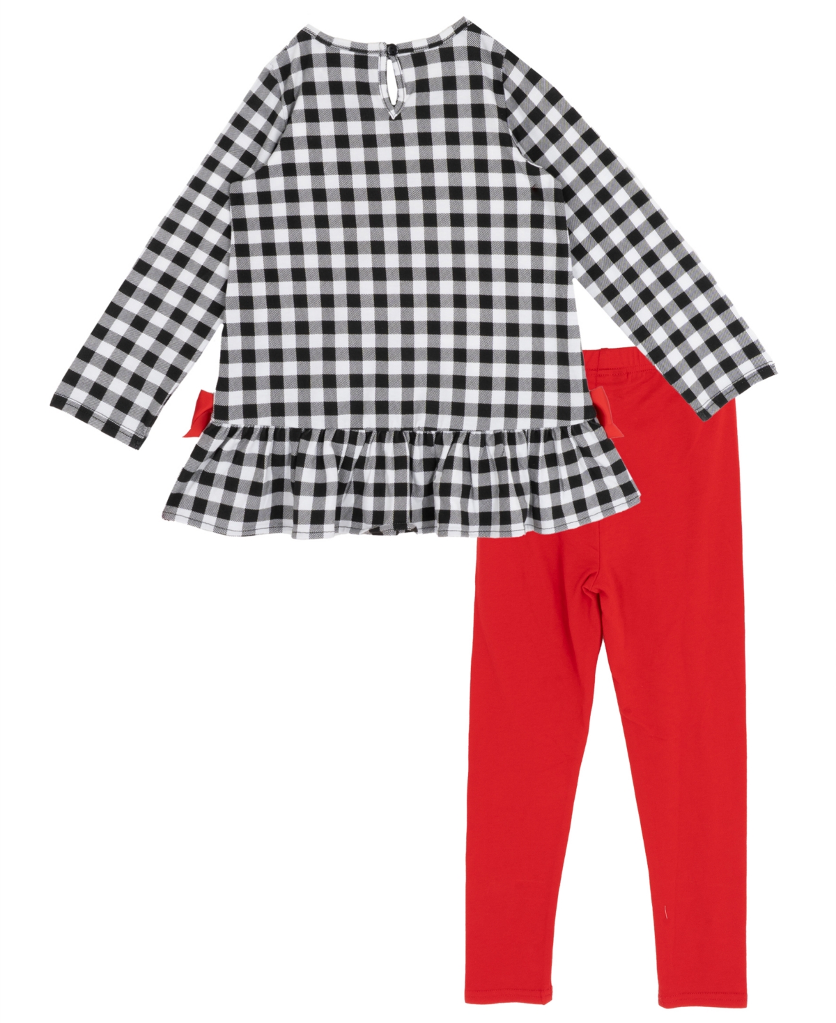 Rare Editions Girls 4T-6X Checkered Long-Sleeve Top and Leggings, 2-Piece Set