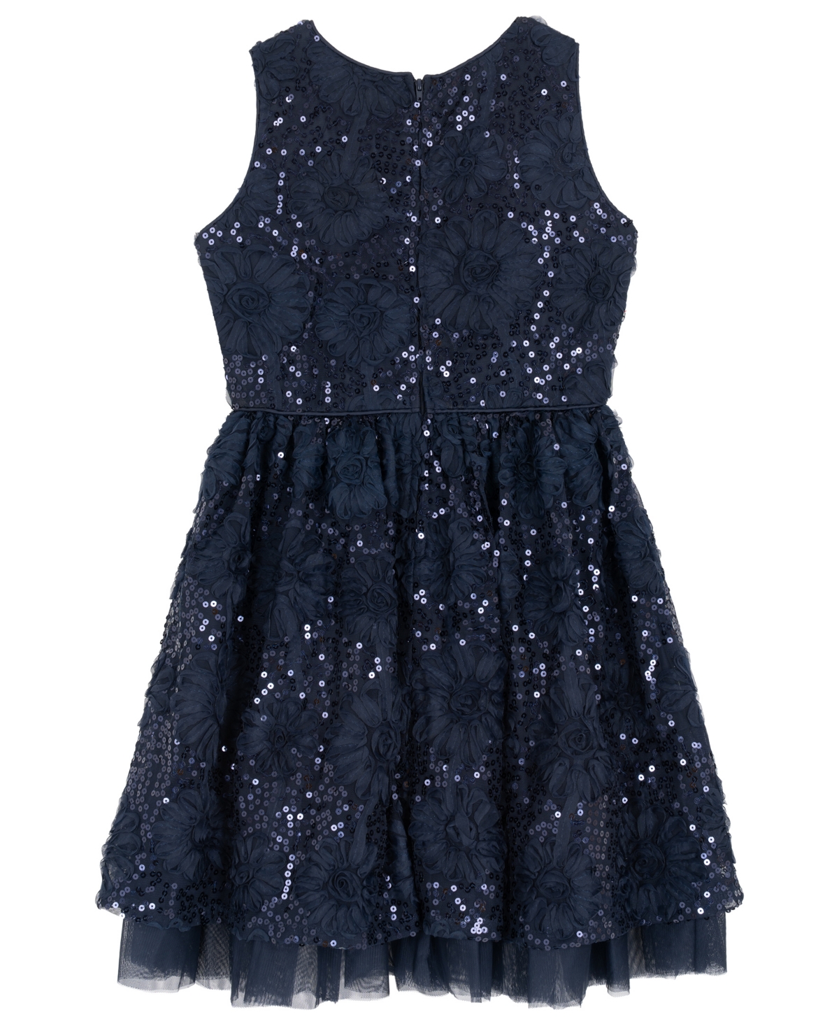 Rare Editions Girls 7-16 Floral Soutache with Sequin Round Neck Dress