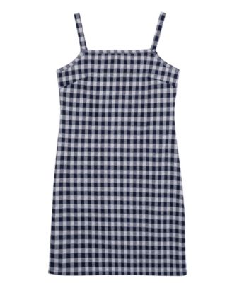 Girls' 7-16 Varsity Cardigan with Gingham Dress, 2-Piece Set