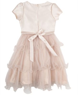 Girls' 7-16 Mikado Tiered Wire Hem Short-Sleeve Dress