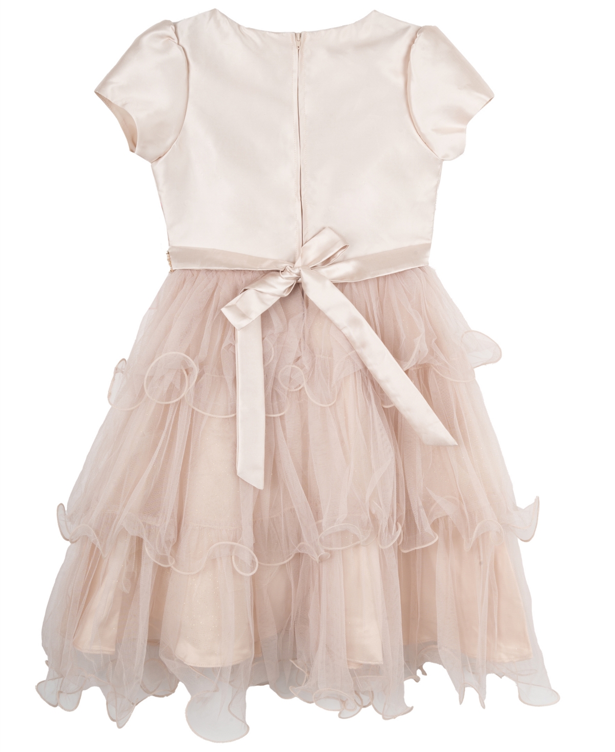 Rare Editions Girls 7-16 Mikado Tiered Wire Hem Short-Sleeve Dress