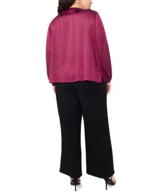 Plus Size Double Ruffle Front V-Neck Blouse