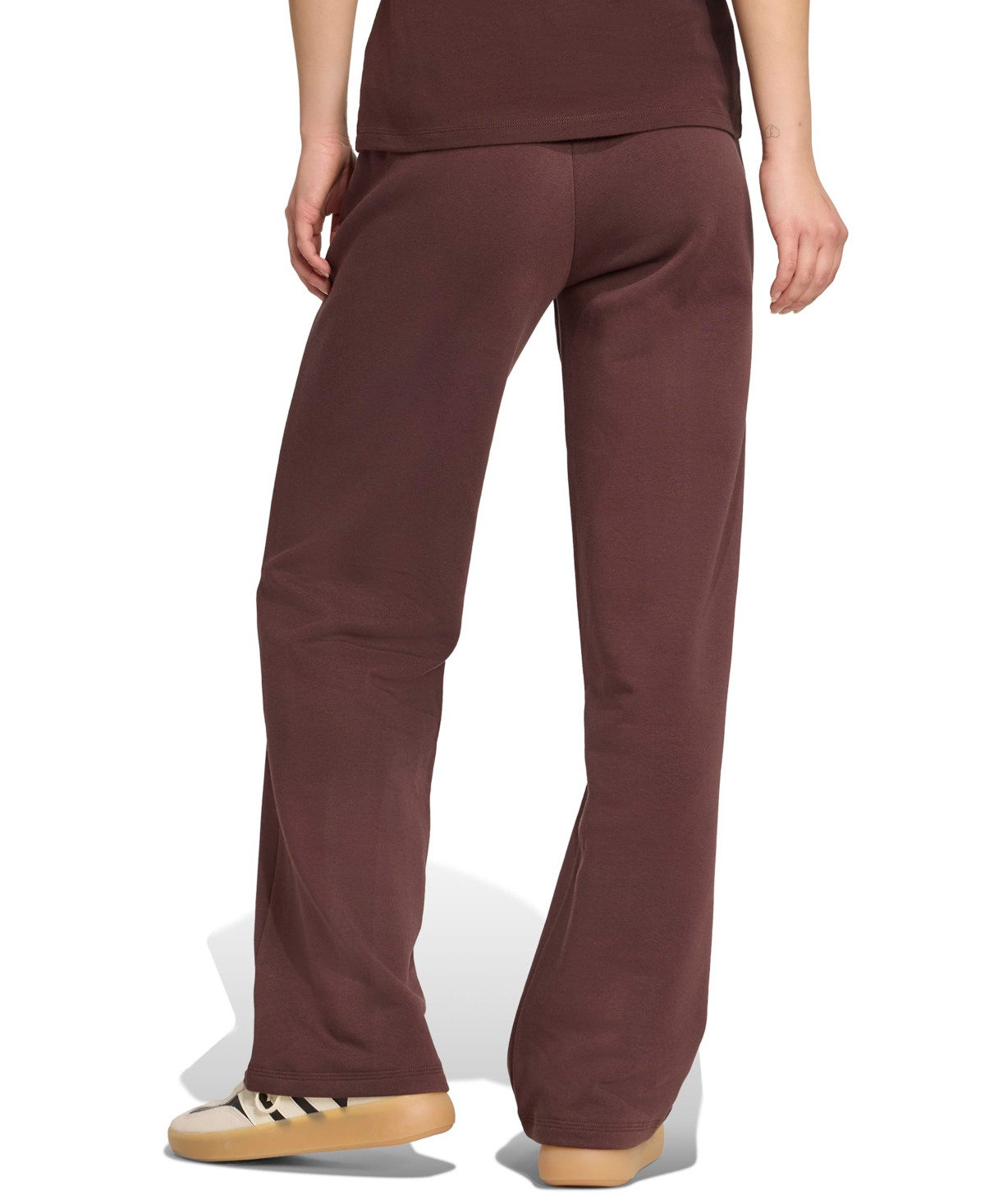 Adidas Originals Women's Essentials Feel Cozy Mid-rise Open-hem Pants In Burgundy