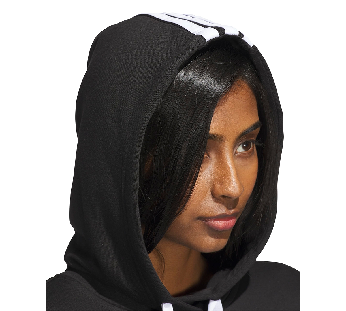 Adidas Originals Women's Fleece 3-stripes Loose-fit Hoodie In Black