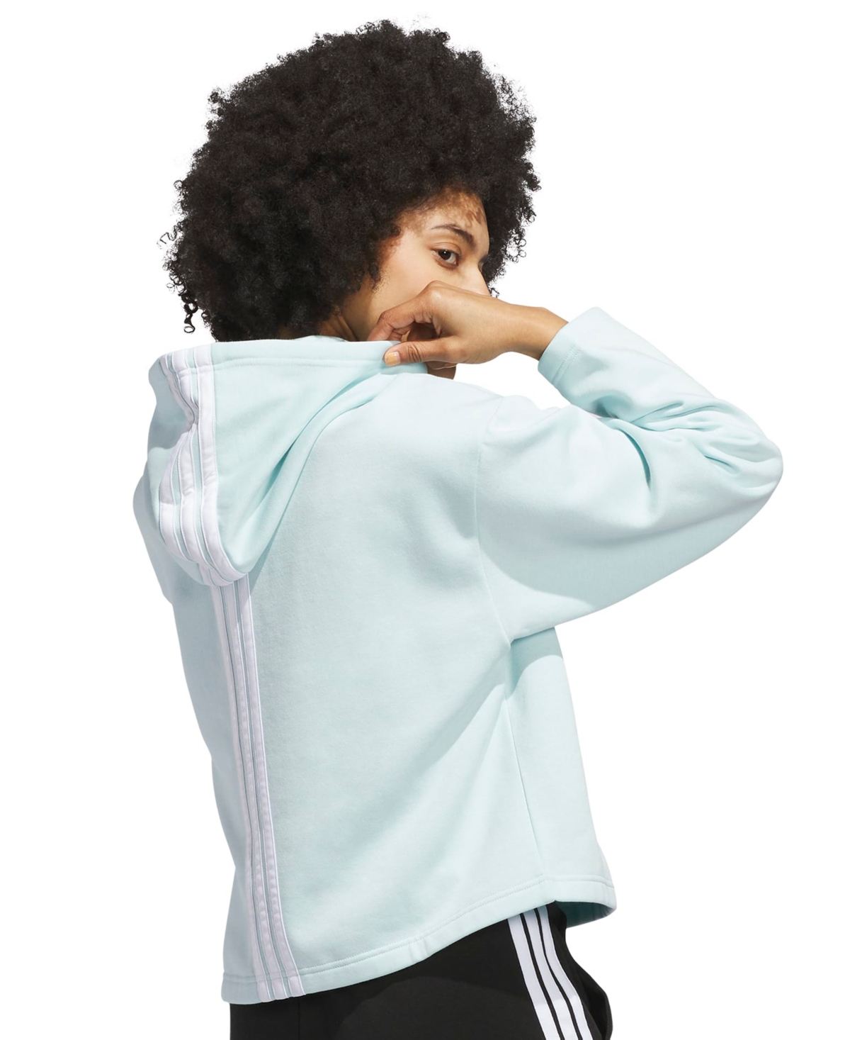 Adidas Originals Adidas Crop Fleece Hoodie In Blue