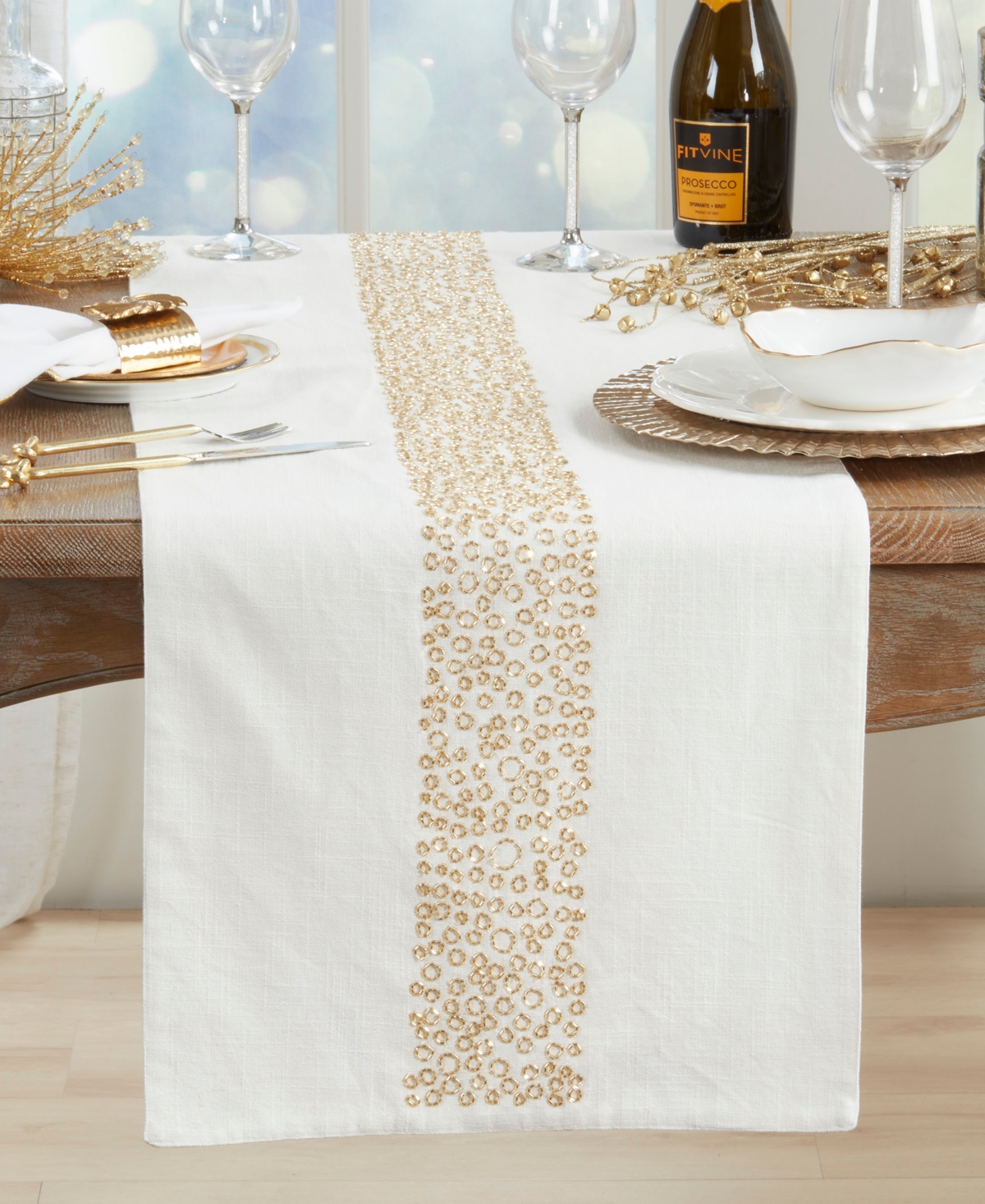 Saro Lifestyle Beaded Band Table Runner