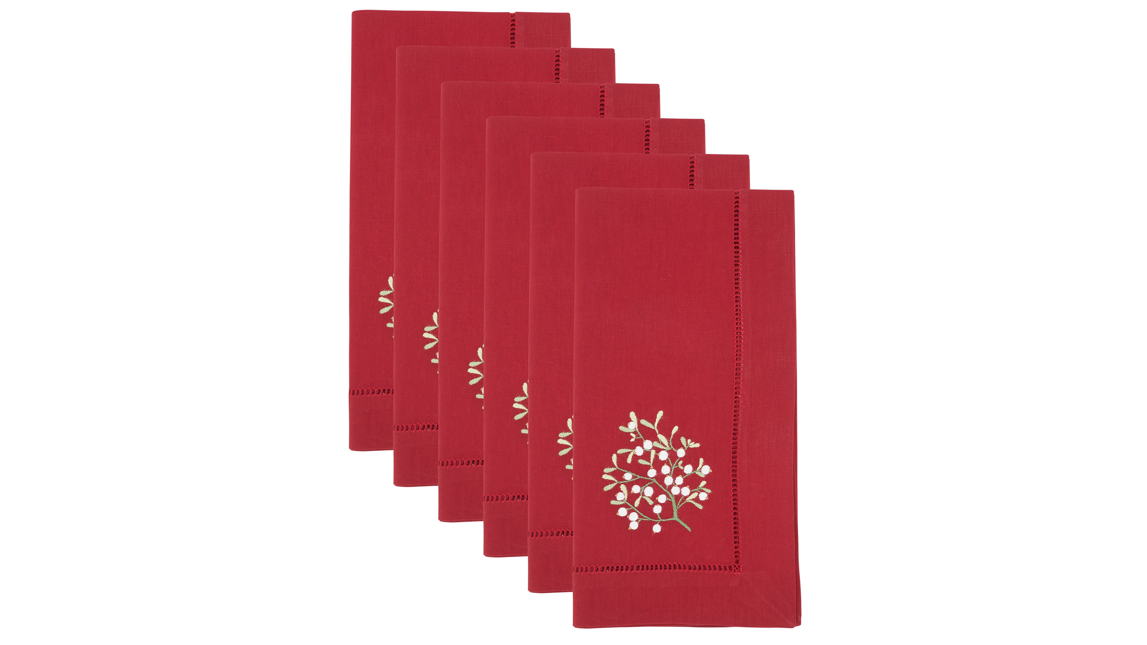 Saro Lifestyle Embr'D Mistetoe Hemstitch Napkin, Set of 6