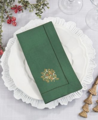 Embr'D Pine Branch Hemstitch Napkin, Set of 6