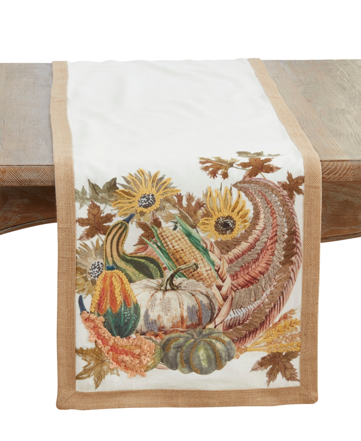 Saro Lifestyle Embroidered Cornucopia Table Runner, 16" x 72"