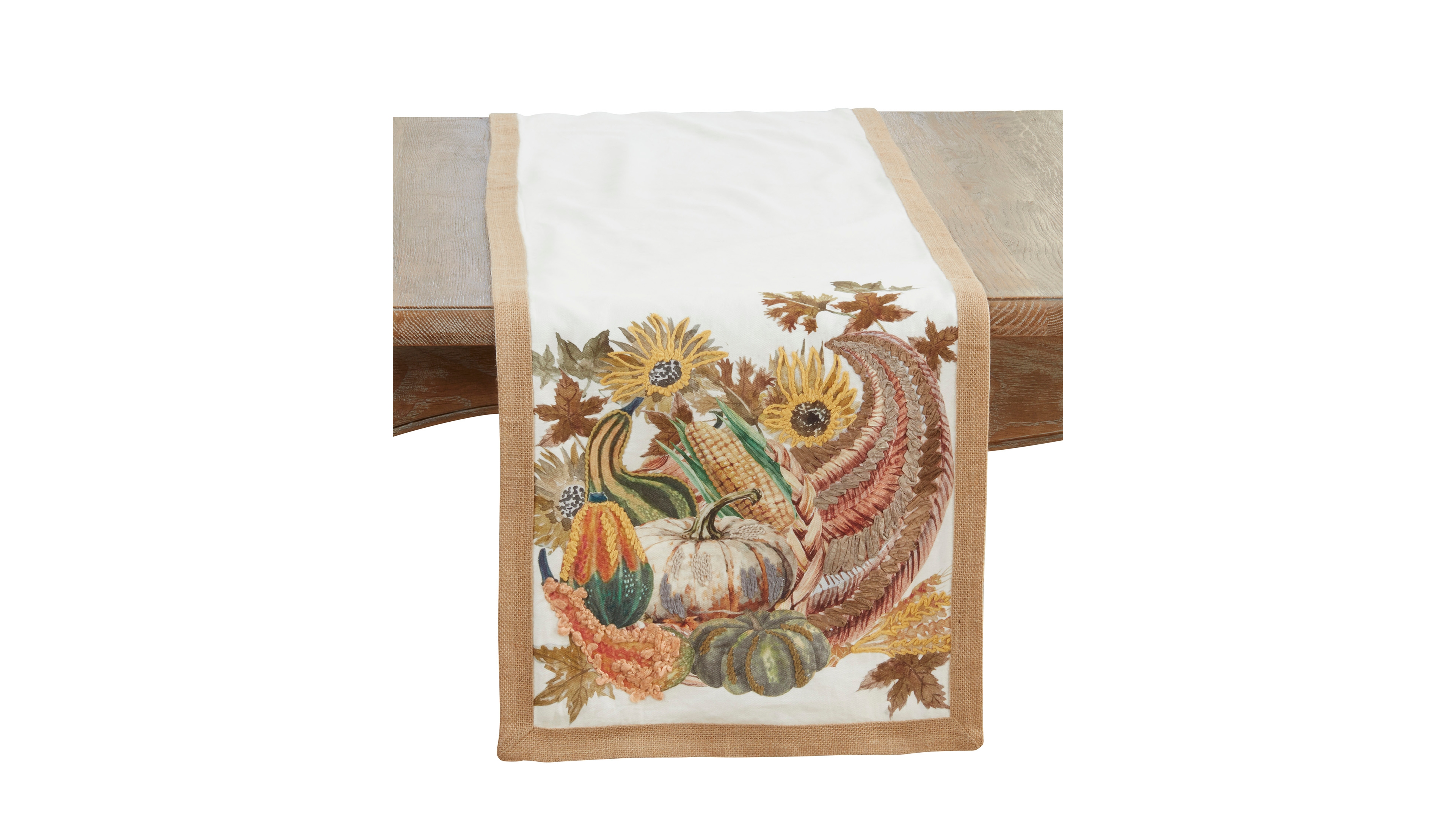 Saro Lifestyle Embroidered Cornucopia Table Runner, 16" x 72"
