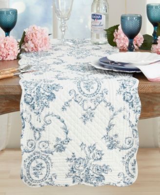 Quilted Toile Floral Table Runner, 16" x 72"