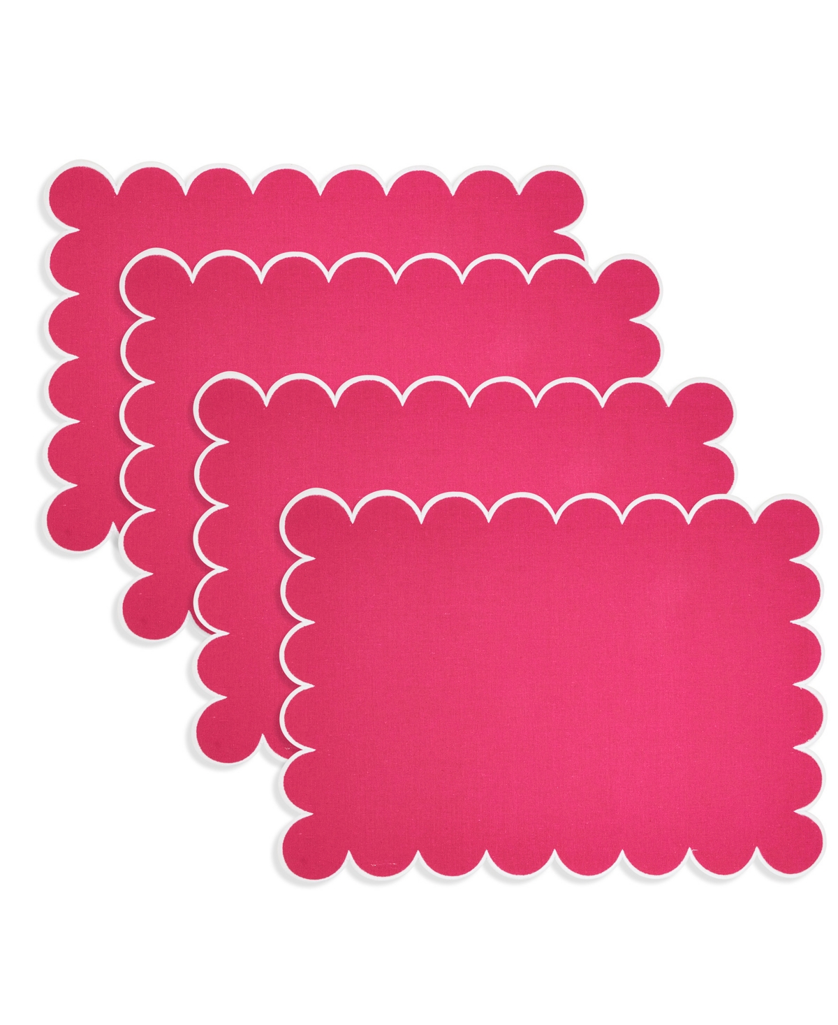 Saro Lifestyle Eco Scallop Border Placemat, Set Of 4 In Pink