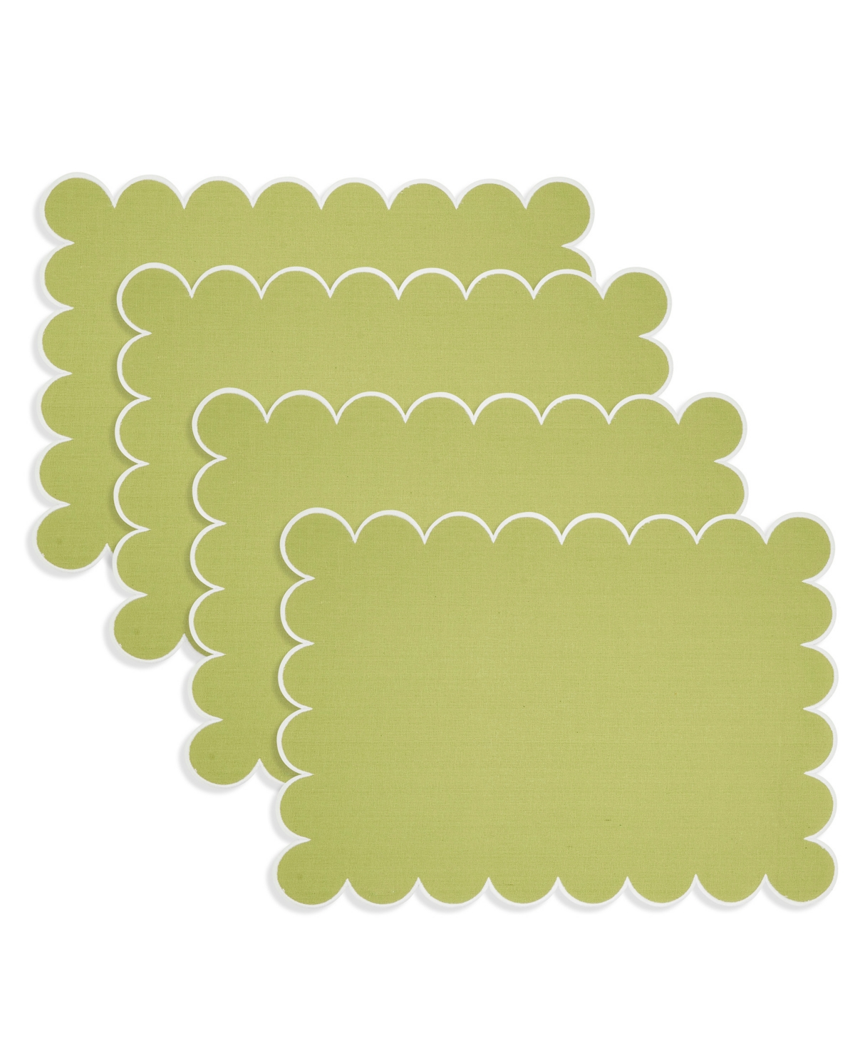 Saro Lifestyle Eco Scallop Border Placemat, Set Of 4 In Green