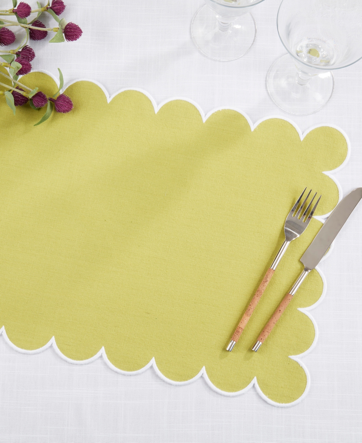 Saro Lifestyle Eco Scallop Border Placemat, Set Of 4 In Green