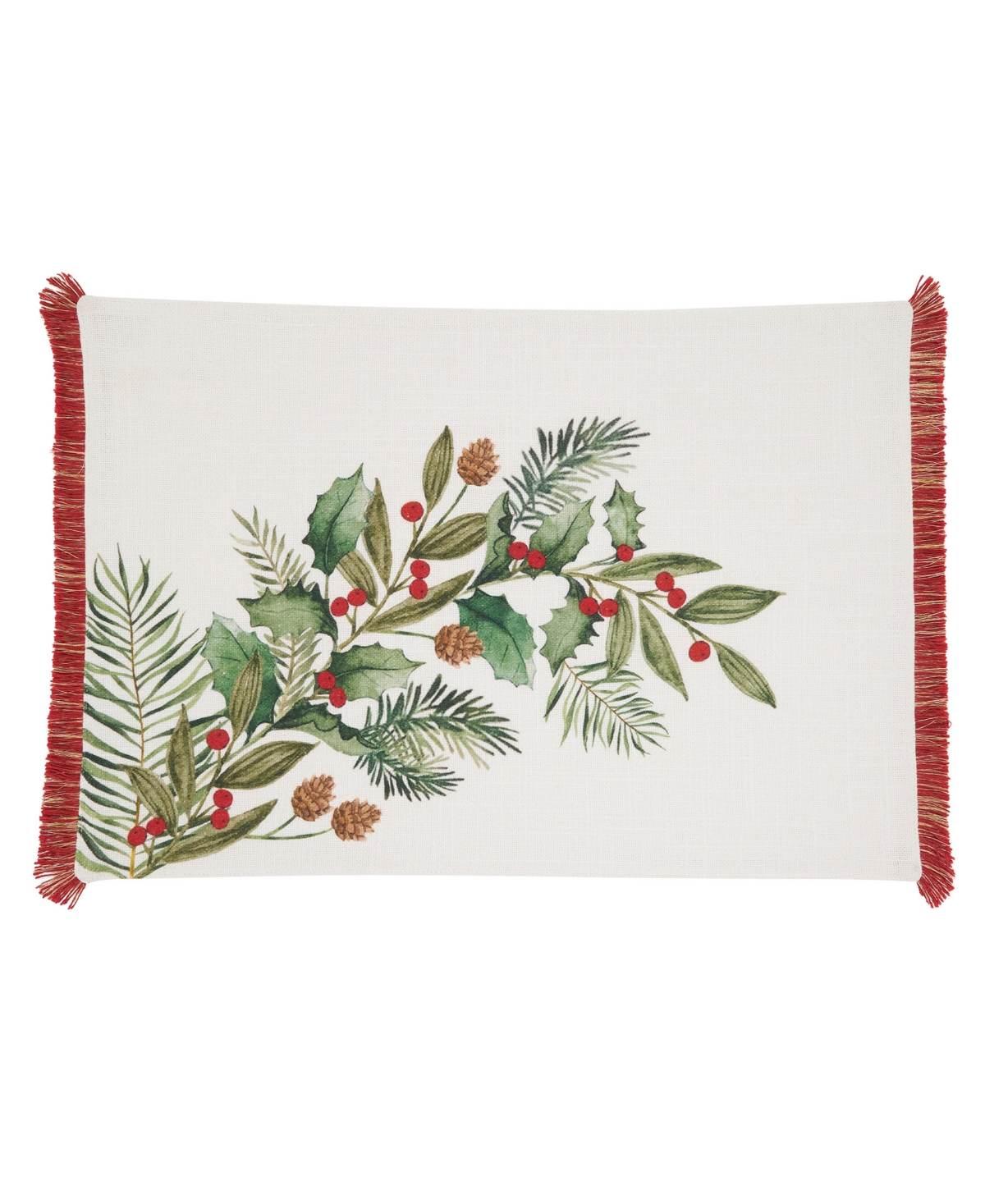 Saro Lifestyle Holly Branch Placemat, Set Of 4 In Multi