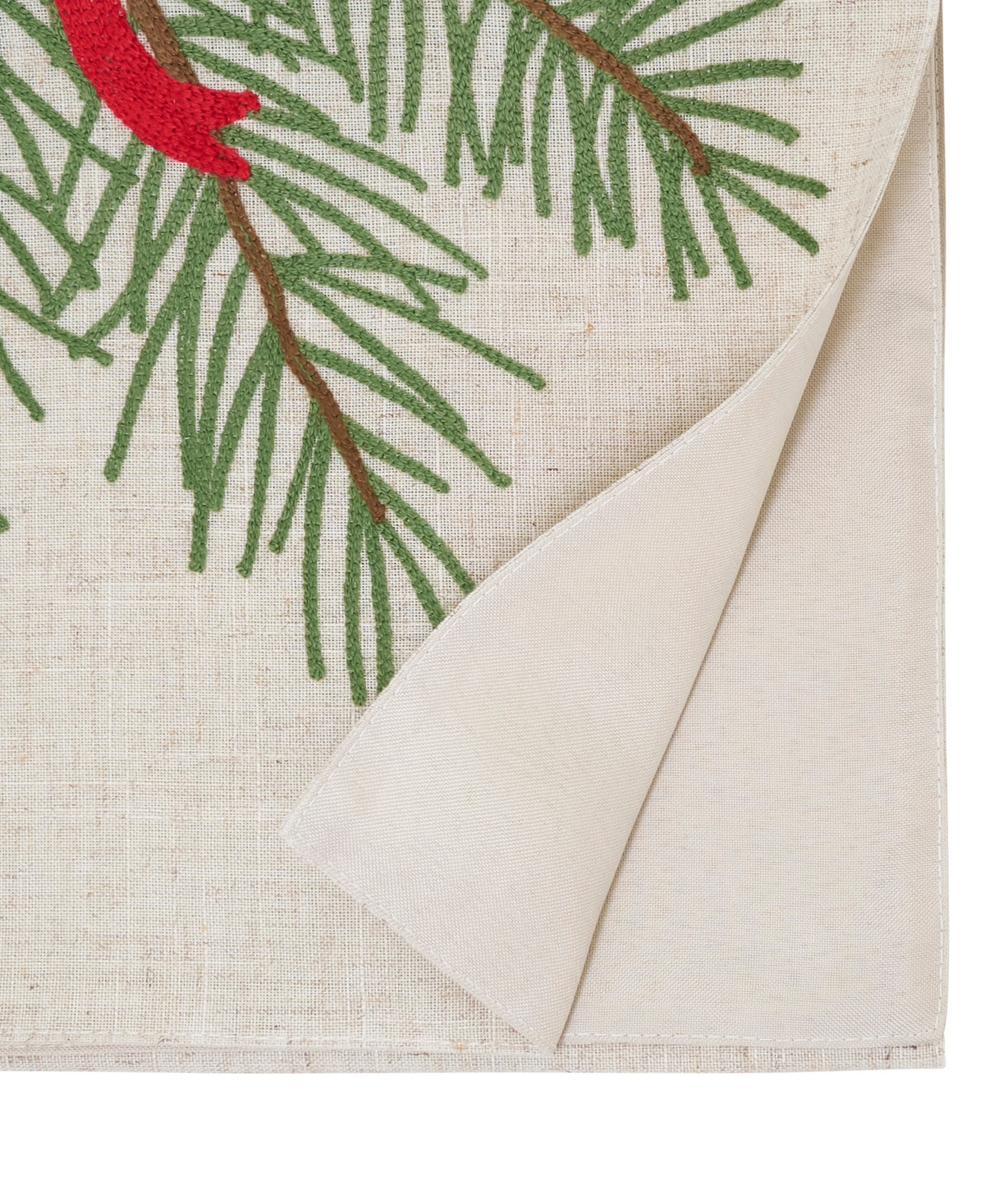 Saro Lifestyle Linen Blend Pine Needle and Bow Table Runner, 16" x 70"