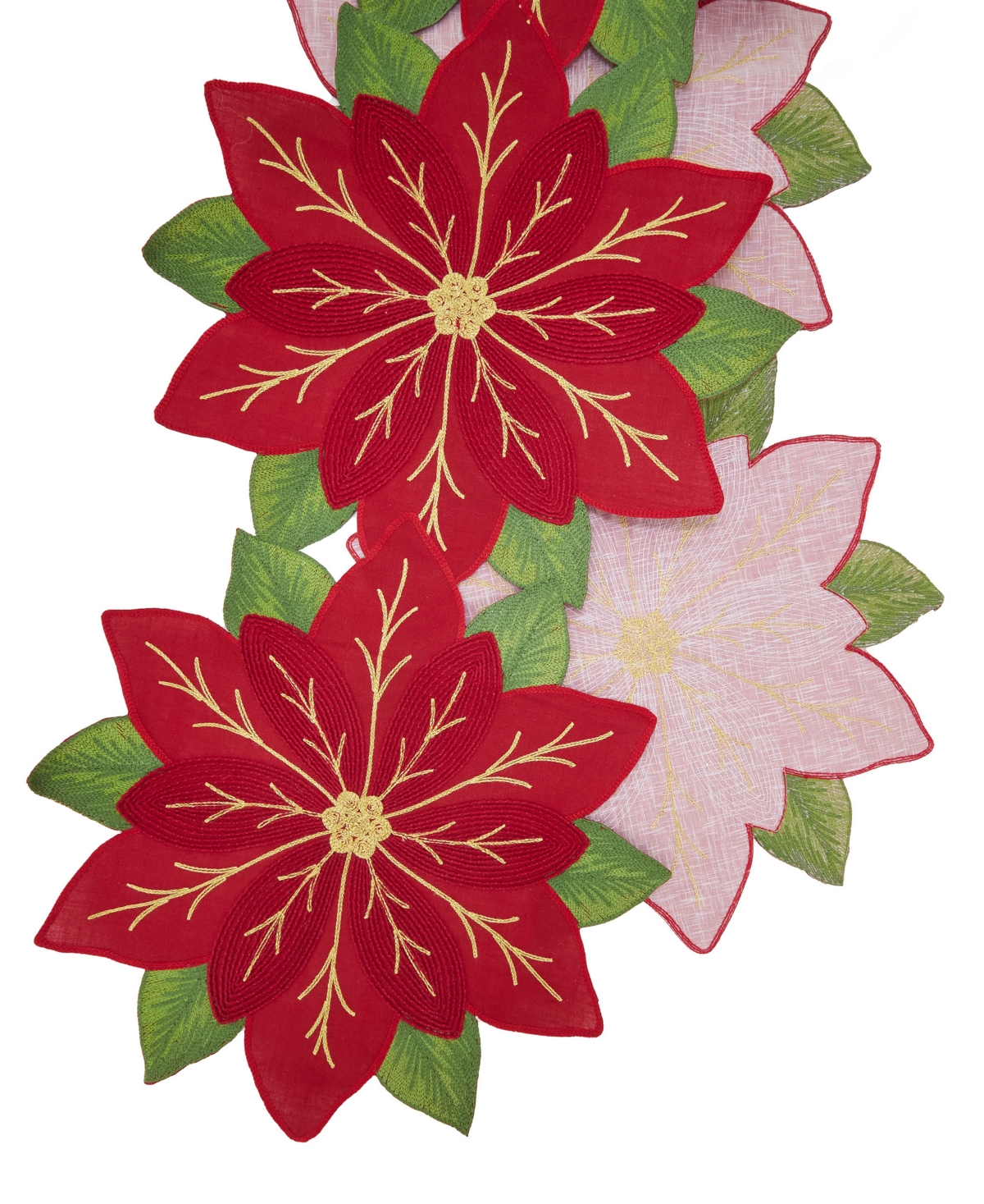 Saro Lifestyle Poinsettia Table Runner, 16" X 70" In Red