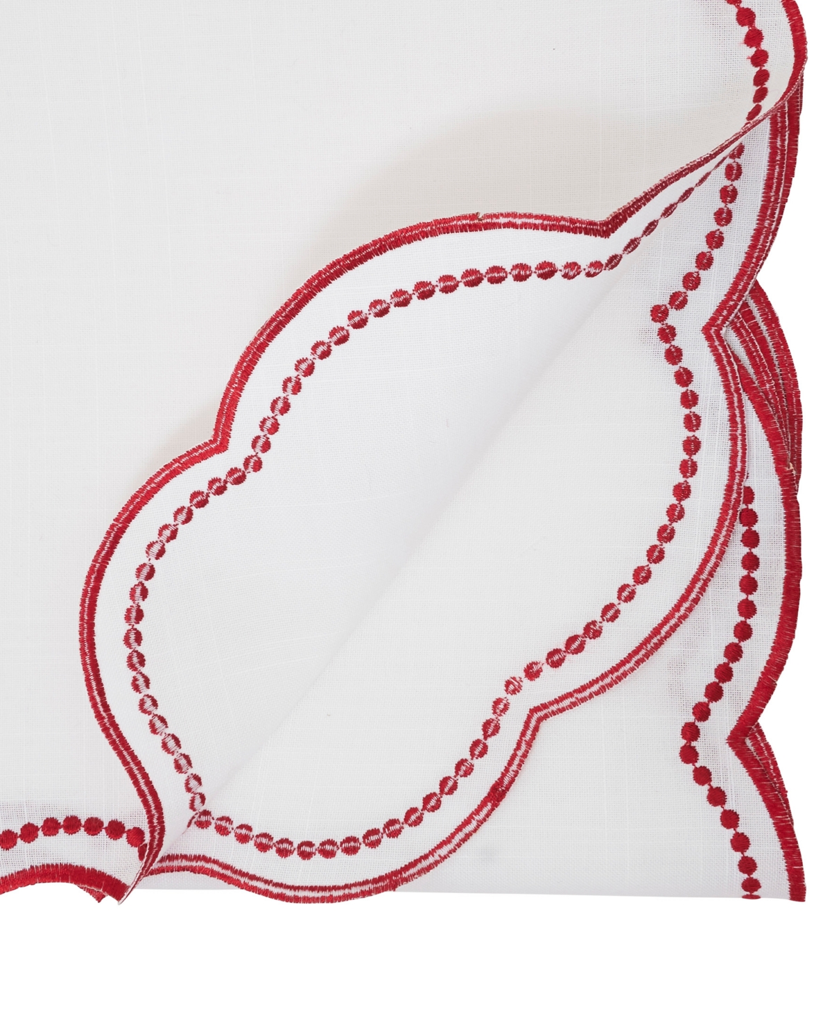 Saro Lifestyle Embroidered Polka Dot Table Runner With Scallop Edge, 16" X 70" In Red