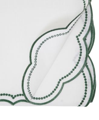 Embroidered Polka Dot Table Runner with Scallop Edge, 16" x 70"