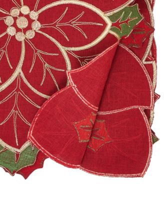 Embroidered Poinsettia Table Runner, 16" x 72"