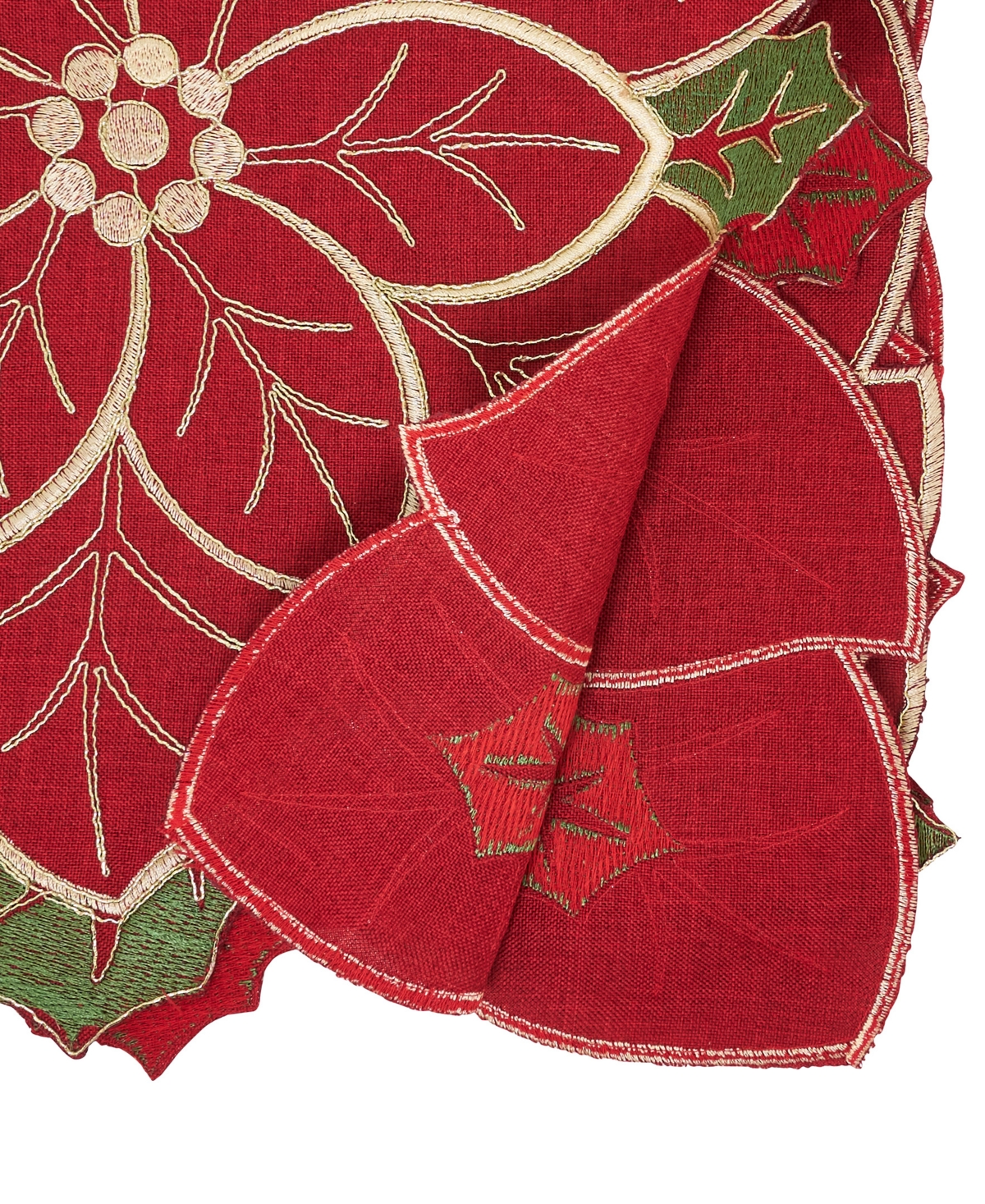 Saro Lifestyle Embroidered Poinsettia Table Runner