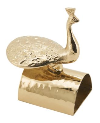 Gilded Peacock Napkin Ring, Set of 4