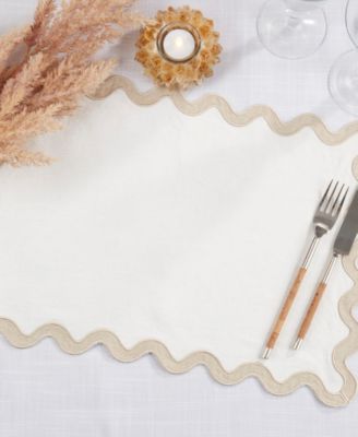 Linen Eco Scallop Border Placemat, Set of 4