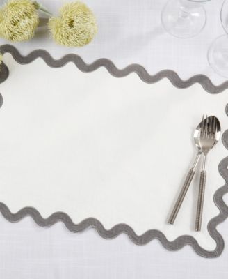Linen Eco Scallop Border Placemat, Set of 4