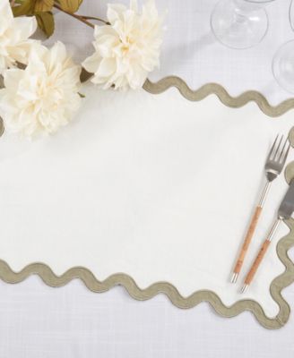 Linen Eco Scallop Border Placemat, Set of 4