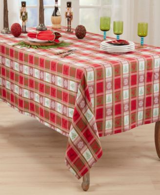 Plaid Jacquard Christmas Tablecloth, 63" x 140"