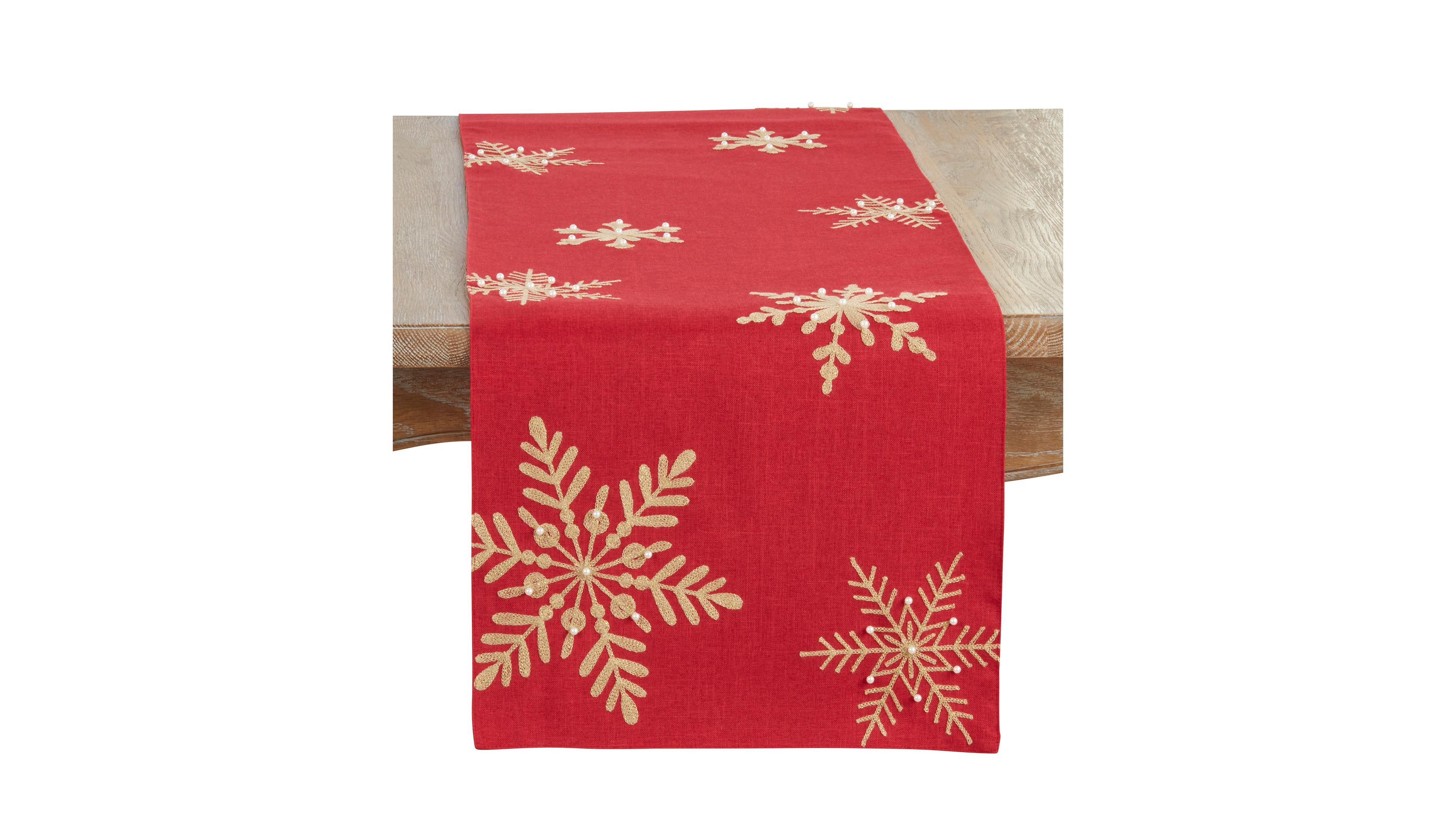 Saro Lifestyle Snowflakes Table Runner, 16" x 70"