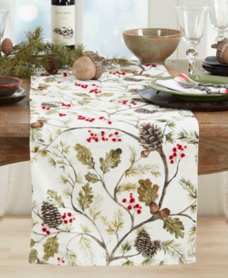 Pinecone and Red Berry Table Runner, 16" x 72"