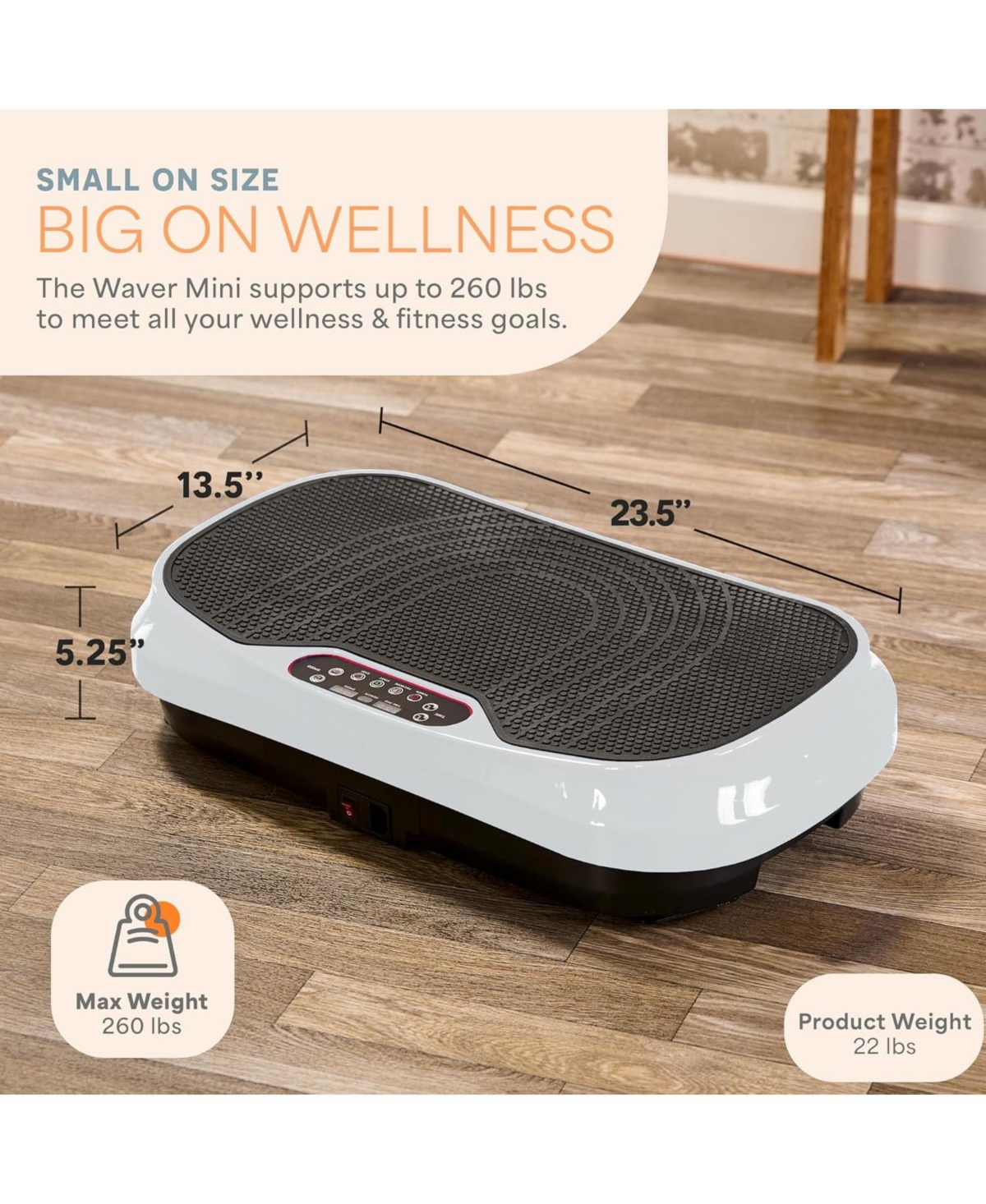 LifePro Waver Mini Vibration Plate - Compact Whole Body Vibration Machine for Home & Travel, Max 260lbs