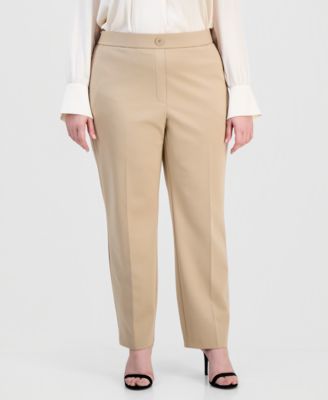 Plus Size High Rise Straight-Leg Pull-On Pants