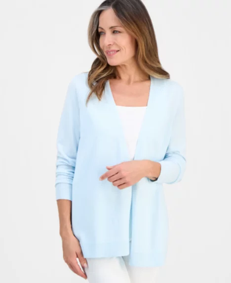 Petite Open-Front Cardigan - Glacier Gray