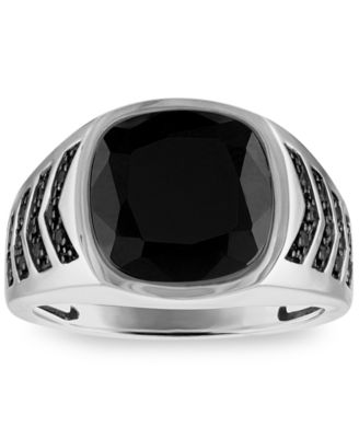 Black Onyx and Black Spinel Stones Ring in Sterling Silver
