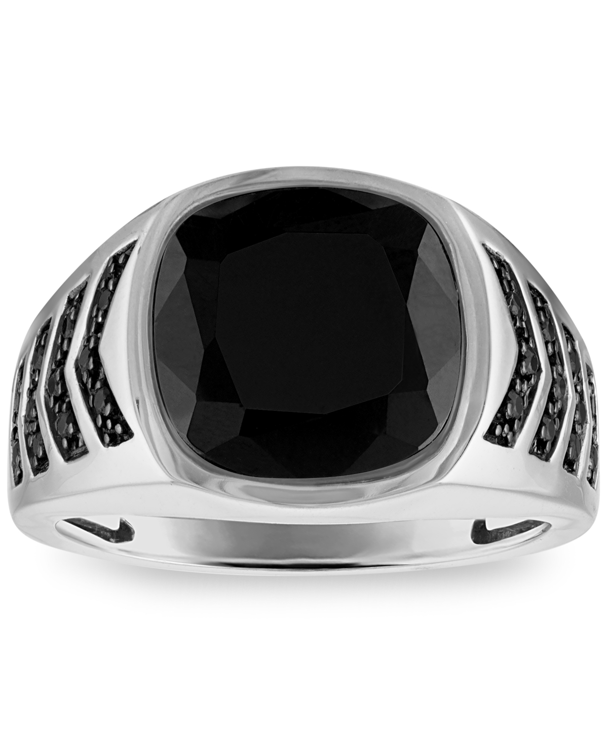 Esquire Men's Jewelry Black Onyx and Black Spinel Stones Ring in Sterling Silver