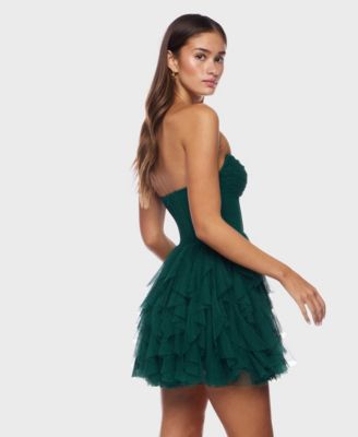 Juniors' Petal Mesh with Glitter Sleeveless Dress