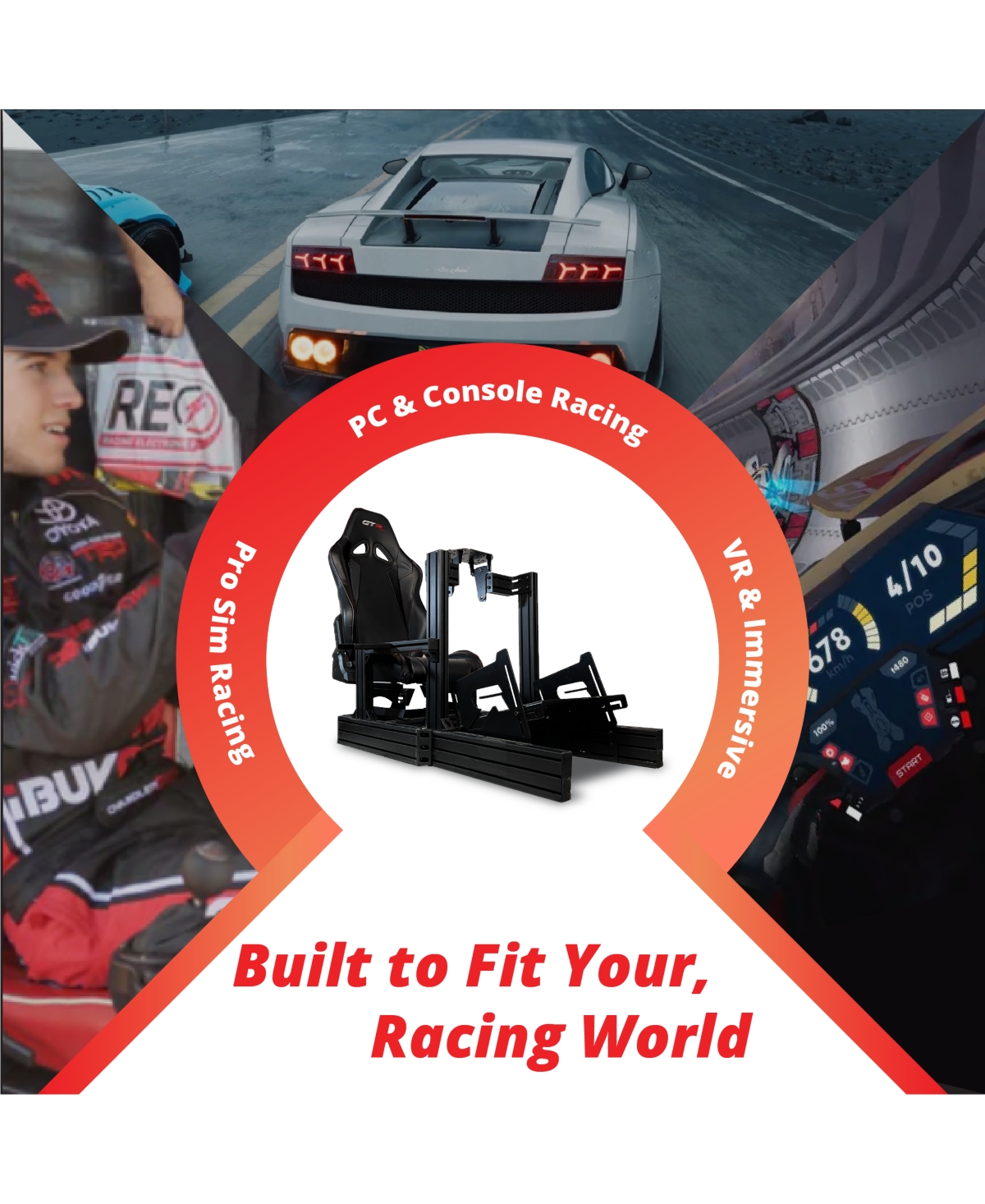 Gtr Simulator Gta Revolution Racing Cockpit | Adjustable Sim Rig with Majestic Leatherette Seat Direct Drive Compatible Modular Design Works wit